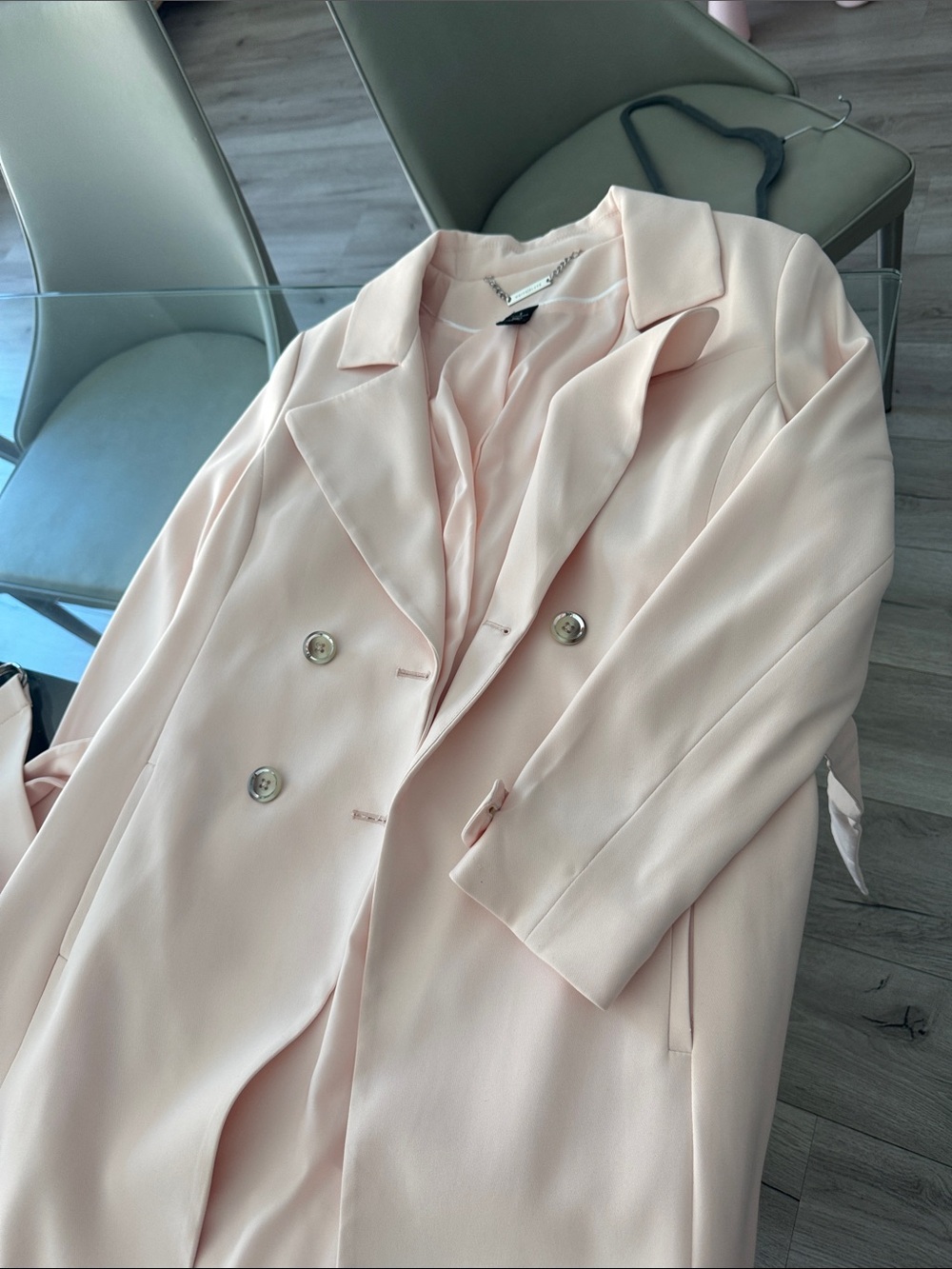 White House black market Blush Pink Double-Breasted Trench Coat size s - Picture 5 of 6